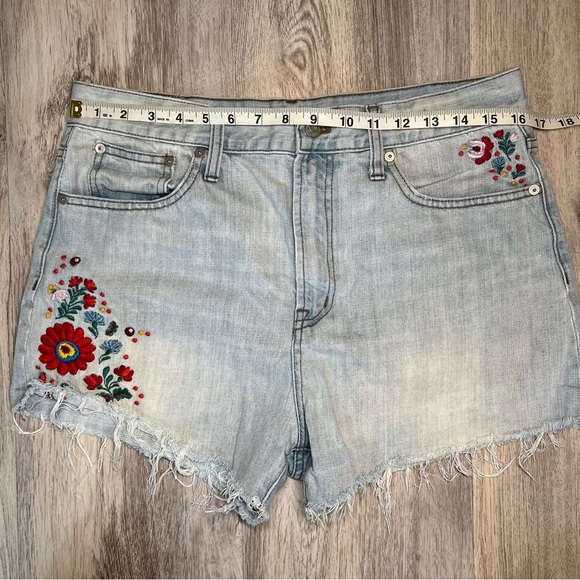 Madewell Embroidered Light Blue Denim‎ Shorts Size 29 - Picture 7 of 13